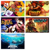 （Buy2Free1）(5in1)Nintendo Switch 妖怪手表4++,Unruly Heroes,Double Dragon IV ,Hungry Shark World,S.N.I.P.