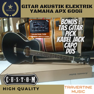 Gitar Akustik Elektrik Custom YAMAHA APX 600ii HIGH QUALITY with Equalizer Tuner HSY-5 Ukuran Standard 40 inch (Bonus Tas+Pick+Kunci L+Capo+Kabel Jack)