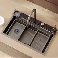 Honeycomb Side Drainage Sink Digital Display Large Single Sink Kitchen Household Thickened 5MM Stain