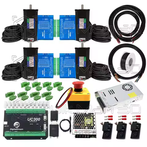 Digital Dream 4-Axis USB UC300 Mach3 Controller Kit with 3N.m Closed-Loop Stepper Motors for CNC Eng