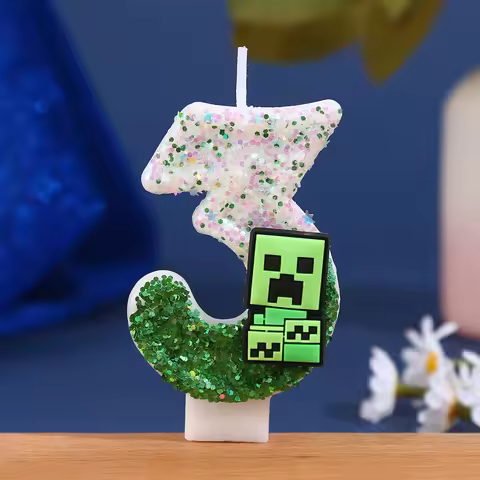 Birthday Numbers Minecraft Creative Cartoon Cake Decoration Candle Party Party Atmosphere Handmade C