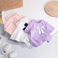 Peak 9.9 heybaby Top RIBBON LOVE Croptop T-shirt RIBBON Short Sleeve Cute Girls T-shirt 1-8 Years