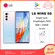 LG WING 5G LM-F100TM โทรศัพท์มือถือปลดล็อคพลิกหน้าจอคู่โทรศัพท์ 6.8 นิ้ว 8GB + 256GB Snapdragon 765 
