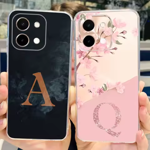 For Vivo Y28 4G Case V2352 New Letters Cover Clear Silicone Soft TPU Phone Case For Vivo Y28 Y 28 Vi