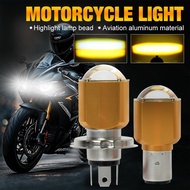 LED Headlight Bulb Hi Lo Dual Color H4 BA20D Metal Housing Projector Lens Front Lamp