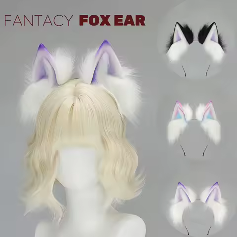 Handmade Colorful Gradient Cat Ears Fox Ears Wolf Ears Headband Dark Style Halloween Animal Ear Acce