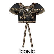 PRE-ORDER 10-14 วัน iCONiC NUCLEUS TOP #20284X เสื้อผญ ผ้าไหม พิมพ์ลาย เจาะหัวใจ  เสื้อแฟชั่น เสื้อแ