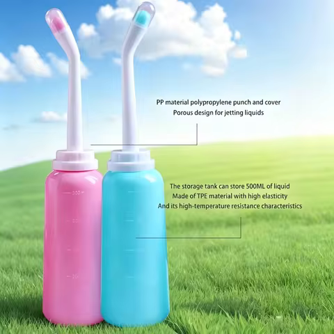 Peri Bottle for Postpartum Care 500ml – Portable Travel Bidet with Angled Nozzle & Soft Tip, Feminin