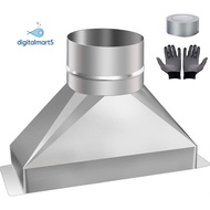 Microwave Range Hood Vent Kit 4" Dia X 3-1/4" X 10" L, Galvanized Steel Duct Transition Rectangular 