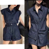Women's soft and cool jean set, women's set of 2 Piece, women's 2-piece set, set of 2 Piece shirt an