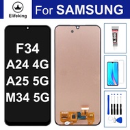 จอแอลซีดีสำหรับซัมซุง6.5 "A24 SM-A245F 4G/M34 A25 5G M346 A256/F34 E346B หน้าจอสัมผัสการเปลี่ยนหน้าจ