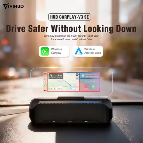 Wireless CarPlay HUD Head up Display Multi-Function Smart Projector Plug-and-Play with Navigation Mu