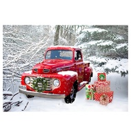 Christmas Background Cloth New Year Vintage Red Truck Children Photo Studio Photography Background C