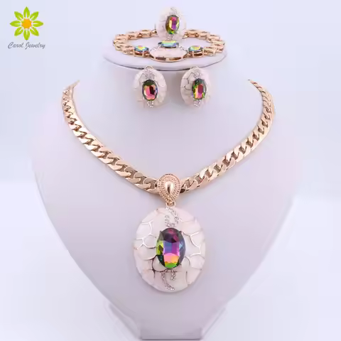 Fashion African Jewelry Sets Women Costume Nigerian Wedding Jewelry set Brand Dubai Gold color Jewel