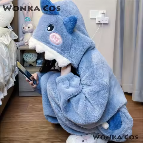 Gawr Sleepwear Kigurumi Unicorn Winter Gura Cosplay Pijama Jumpsuit Christmas Cartoon Cute Shark Wom