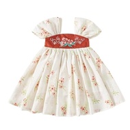 [SG Ready Stock] CS137 Toddler Girls CNY Chinese Cotton Printed Dress Traditional cheongsam Embroide