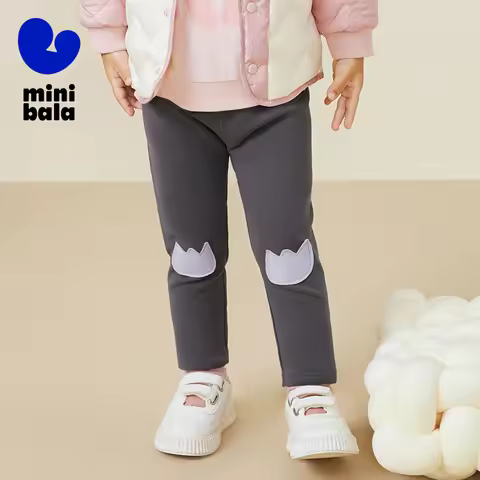 Mini Bala Girls Pants Winter New High Stretch Baby Fleece-Lined Thickened Leggings