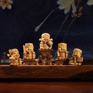 Hot Sale#Thuja Wood Carving Handheld Piece for Men, New Chinese Style Solid Wood Home Craft, Wealth-