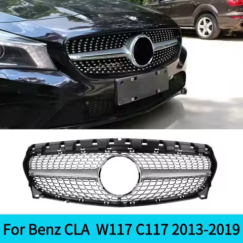 For Mercedes Benz CLA W117 C117 220 260 180 200 GT Diamond Style Front Grille Racing Grill Mesh Tuni