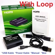 HDMI VIDEO CAPTURE CARD with LOOP USB 2.0 1080p 60fps