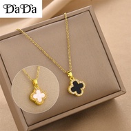100% original 18k saudi gold pawnable legit Necklace women's double-sided four leaf clover pendant for girlfriend's birthday gift