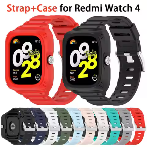 Silicone Case+Strap for Redmi Watch 4 Smartwatch Replacement Sport Wristband Bracelet Belt for Xiaom