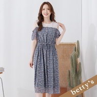 Betty's Betty's (25) Small Floral Strapless Long Dress (Dark Blue)