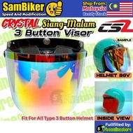 CS2 Original Crystal Visor Siang Malam 3 Button Visor MHR MS88 SGV 99 APOLO Steng Helmet Cermin Topi