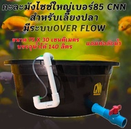 อ่างเลี้ยงปลาขนาดใหญ่แถมท่อกาลักน้ำ ระบบOver Flow 75x30 ซ. บรรจุน้ำได้140ลิตร มีระบบวาวล์ปิดเปิดน้ำ 