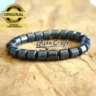 Gelang Kesehatan Pria Wanita Batu Akik Hematite Badar Besi Hitam Asli Alam Natural Kualitas Terbaik