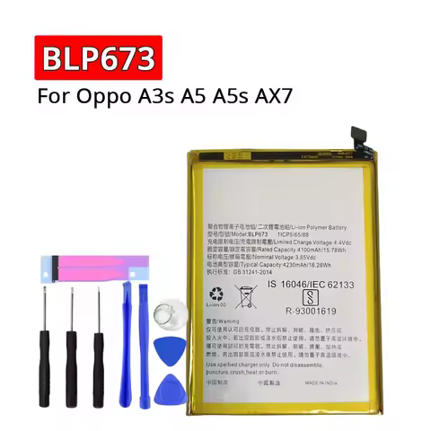 For Oppo A3s A5 A5s AX7 BLP673 4230mAh Replacement Phone Battery
