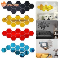 DIY Art Mirror Removable Self Adhesive Mosaic Tiles Decals 3D Geometric Mirror Wall Stickers Colorful Hexagon Acrylic Mirror Sticker Bedroom Living Room Home Decor