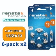 電池新一代 - Renata 1.45V 13 助聽器電池(6粒裝 x2卡) 13 PR48