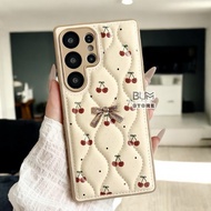 Ốp Lưng TPU Chỉ Nổi Họa Tiết Quả Cherry Cho Samsung S25 Ultra / S25 PLus / S24 PLus / S24 Ultr