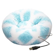 In stock Round Dog Bed Soft Plush Pet Beds USB Heating Donut Round Beds for Dog Cat Comfortable Hous