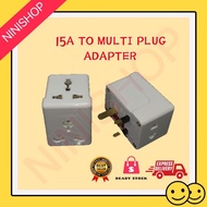 Multi Plug Adaptor 3Way 15A 3Pin 2pin Plug
