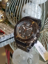 Fossil FS5016 Modern Machine Chronograph Watch with Grey Dial and Smoke Ion-Plated Case in Black Lea