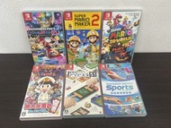 任天堂Switch軟體（6款遊戲）：瑪利歐賽車8豪華版、超級瑪利歐兄弟3D世界、超級瑪利歐製造2、桃鐵、俱樂部遊戲、運動等