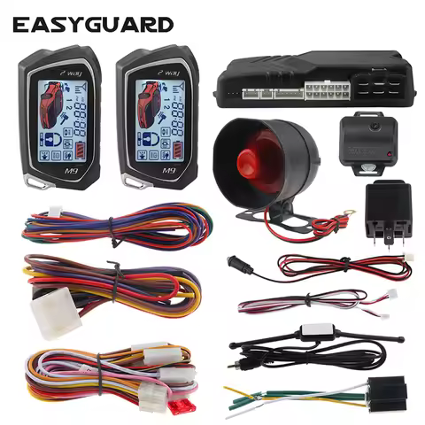 EASYGUARD 2 Way Car Alarm System big LCD Pager Display auto Start stop Turbo Timer Mode shock/vibrat