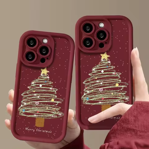 Ins Simple Style Colorful Christmas Tree Phone Case For iPhone 16 Pro Max 15 14 13 12 11 Pro XR XS 7
