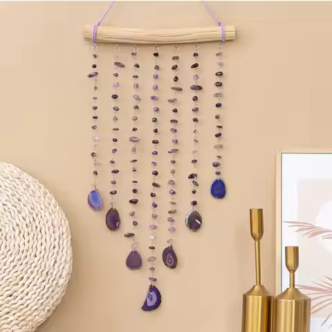 Crystal Green Aventurine Suncatcher Wall Decor 7 Chakra Crystal Healing Gems Agate Amethyst Sun Catc