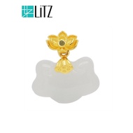 LITZ 999 (24K) Gold and Jade Pendant 玉莲花 P070