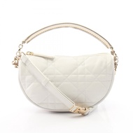 【二手】Dior VIBE Hobo 手袋，藤格紋，兩用，白色/香檳金皮革，小號 Hobo 手袋，女士
