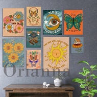 Retro Flower Poster, Boho Quote Print, Spiritual, Feminism, Inspirational, Meditation, Butterfly, Sun, Boho Decor Wall Art Gift 69F 0404