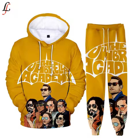 Novelty The Umbrella Academy 3D Print Sweatshirt Sweatpants Suit Women's Hoodies+ Trousers Suit Cute