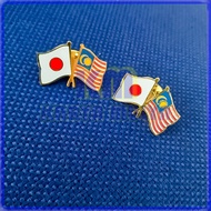 Cross Flag Pin Japan Malaysia - Japanese and Malaysia Friendship Flag Pin - Karya Mulya
