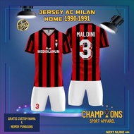 Custom Football Jersey 4C M1L4N H0M3 R3TR0 1990-1991– Full Printing Dryfit Milano | Name & Number