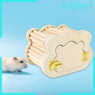 [Lzdjlmy3] Hamster Wood House Cage Accessories Wooden Toy Hamster Hideout for Dwarf Hamster