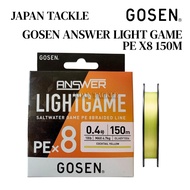 GOSEN ANSWER LIGHT GAME PE X8 150M BRAIDED FISHING LINE