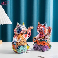 Abbraccia Lucky Cat Figurine, Lucky Cat Statue, Colorful Lucky Cat Ornament, Lucky Cat Sculpture for